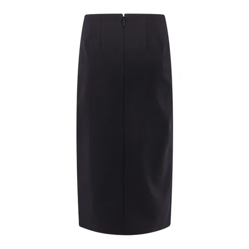 Black Wool Skirt with Front Slits - Valentino - Modalova