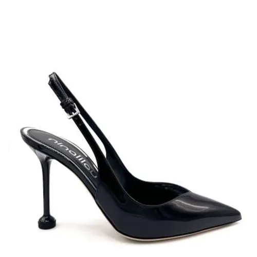 Black Patent Leather Slingback Heels - Ninalilou - Modalova