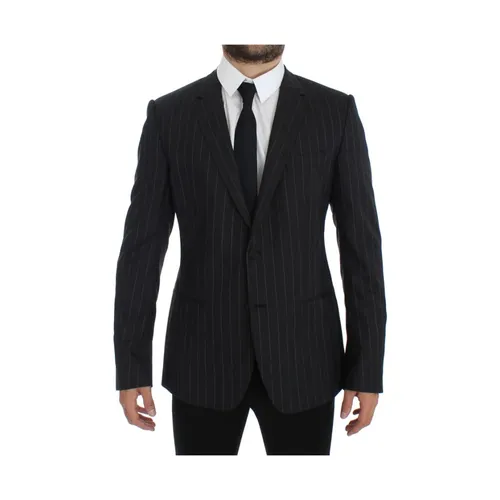 Gray Striped Slim Fit Wool Blazer - Dolce & Gabbana - Modalova