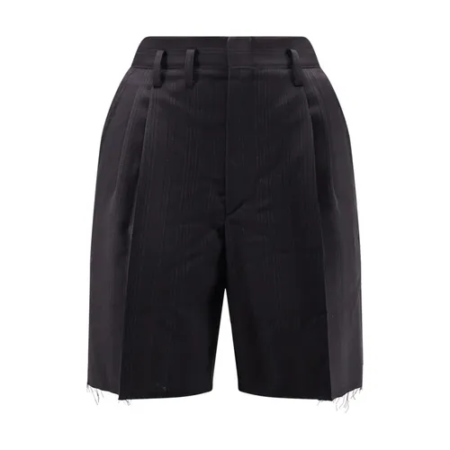 Black Wool Shorts Hook Closure - Maison Margiela - Modalova