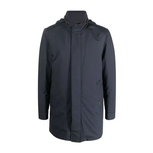 Navy Blue Wool Down Coat - Moorer - Modalova