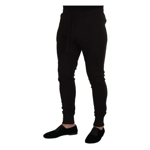 Brown Cashmere Drawstring Pants - Dolce & Gabbana - Modalova