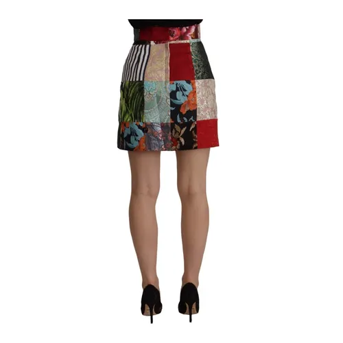 Multicolor Patchwork A-line Mini Skirt - Dolce & Gabbana - Modalova