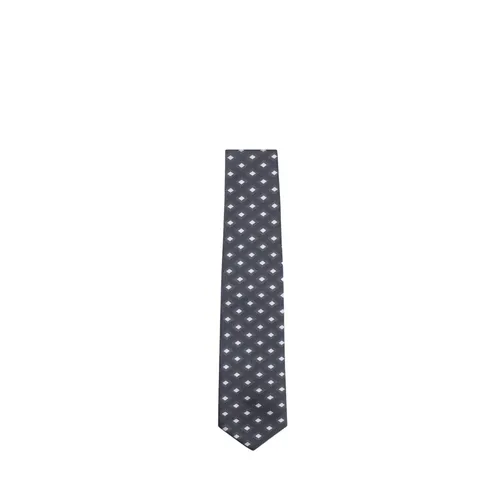 Navy Diamond Pattern Silk Blend Tie - Hugo - Modalova
