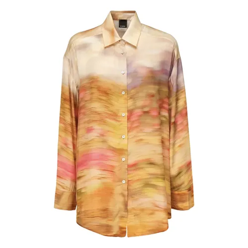 Satin Shirt with Landscape Print - Pinko - Modalova