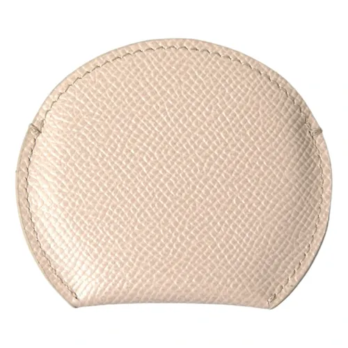 Beige Leather Round Logo Hand Mirror Holder - Dolce & Gabbana - Modalova