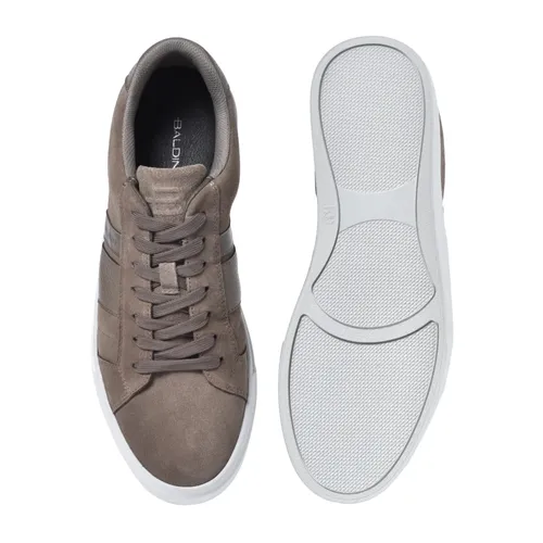 Taupe suede and tumbled leather trainers - Baldinini - Modalova
