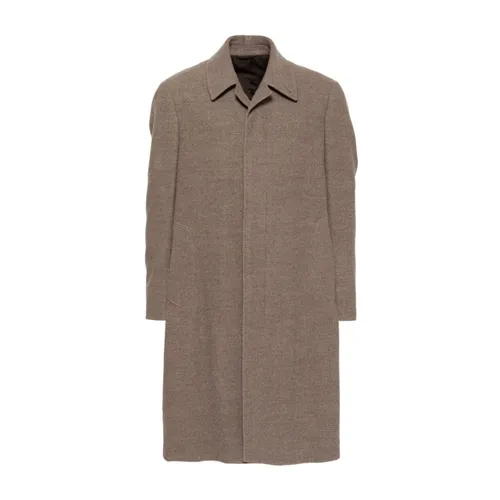 Wool Blend Coat with Button Fastening - Caruso - Modalova