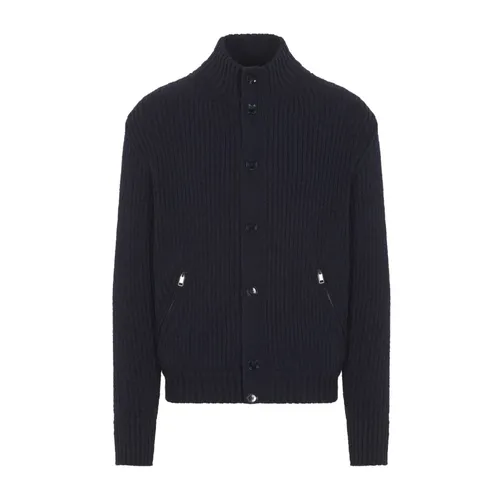 Navy Blue Chunky Knit Cardigan - Brioni - Modalova