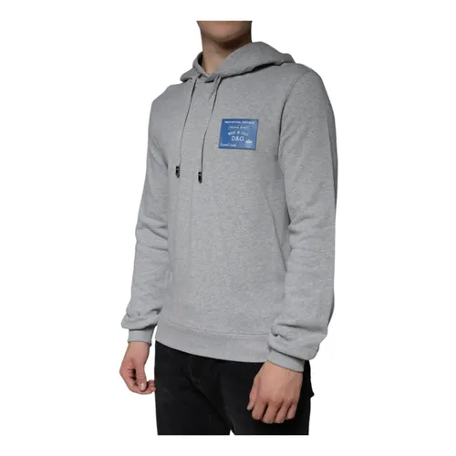 Gray Cotton Logo Hooded Sweatshirt - Dolce & Gabbana - Modalova