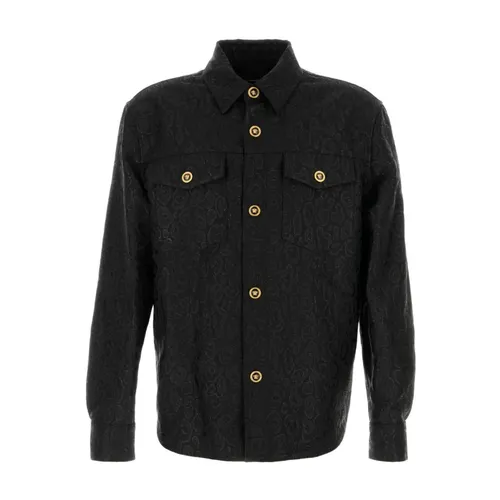 Black Leopard Pattern Coat - Versace - Modalova