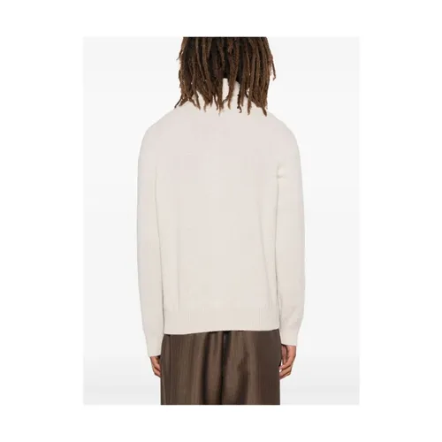 Beige Wool Knit Jacket - La Fileria - Modalova