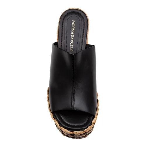Raffia Wedge Leather Sandal - Paloma Barceló - Modalova