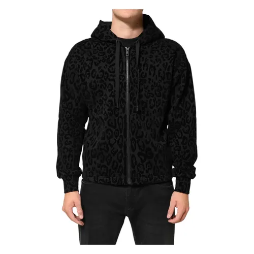Cotton Hooded Full Zip Bomber Jacket - Dolce & Gabbana - Modalova