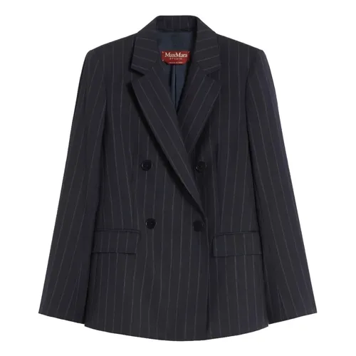 Double-breasted Pinstripe Wool Blazer - Max Mara Studio - Modalova
