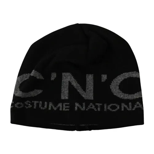 Black Gray Wool Blend Beanie Hat - Costume National - Modalova