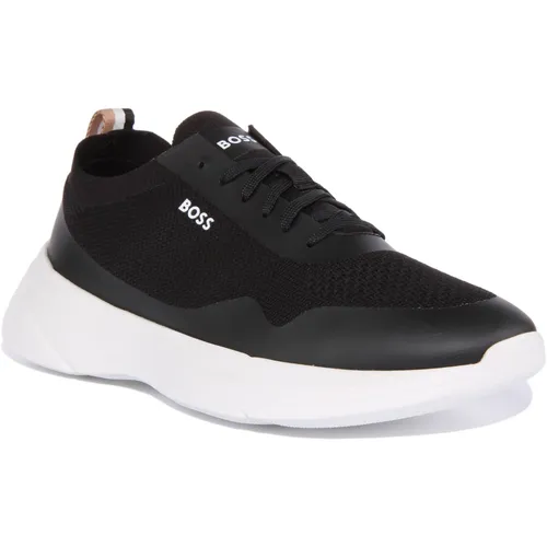 Black Knit Runner Shoes for Men - Hugo - Modalova