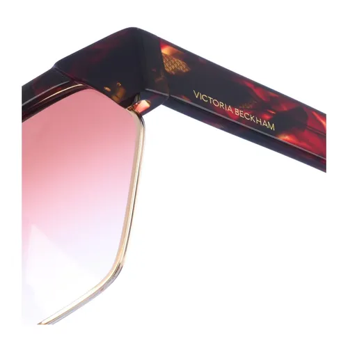 Rectangular Acetate Sunglasses with Havana Blue Frame and Brown Gradient Lenses - Victoria Beckham - Modalova