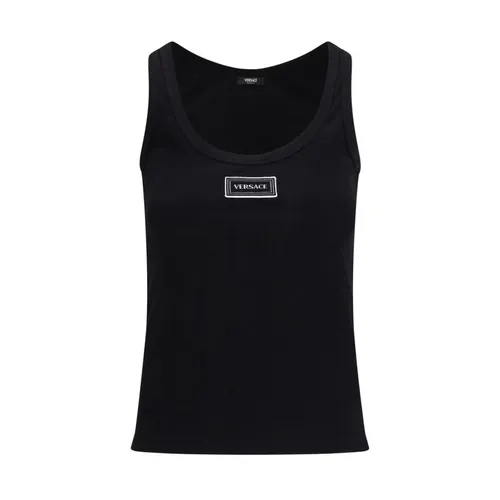 Cotton Crew Neck Casual Top - Versace - Modalova