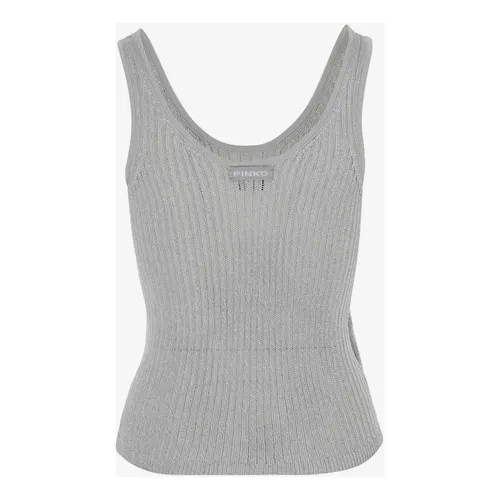 Gray Viscose Blend Tank Top - Pinko - Modalova
