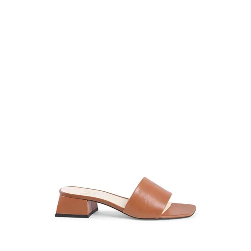Tan Leather Mules Low Heel Sandals - 19v69 Italia - Modalova