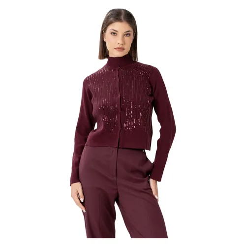 Waist Length Glitter Effect Cardigan - Kocca - Modalova
