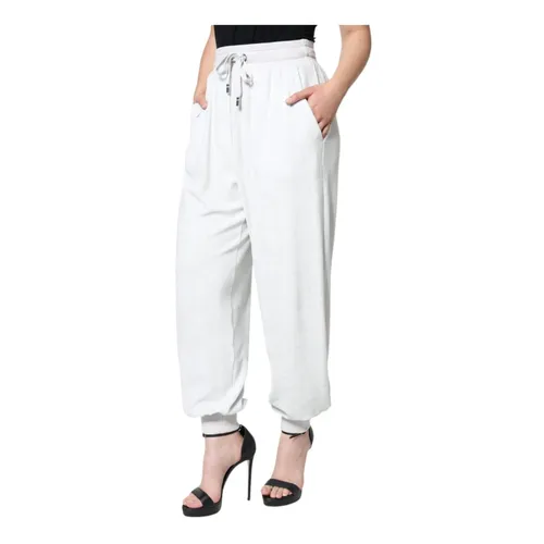 White Nylon Jogger Sweatpants with Drawstring - Dolce & Gabbana - Modalova