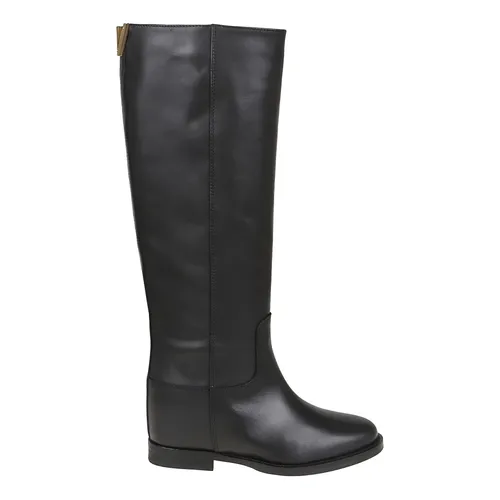 Black Ankle Boots with Internal Wedge - Via Roma 15 - Modalova