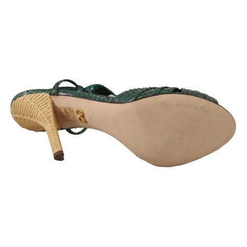 Elegant Green Python Strappy Heels - Dolce & Gabbana - Modalova