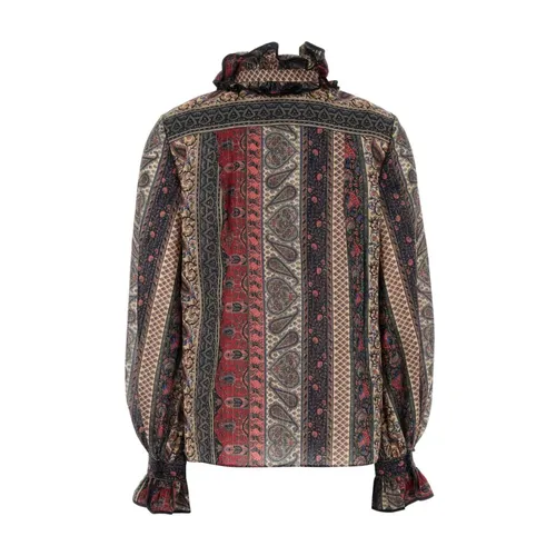 Paisley Print Ruffle Neck Blouse - Valentino Garavani - Modalova