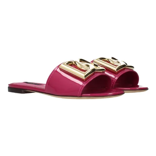 Leather Sliders - Dolce & Gabbana - Modalova