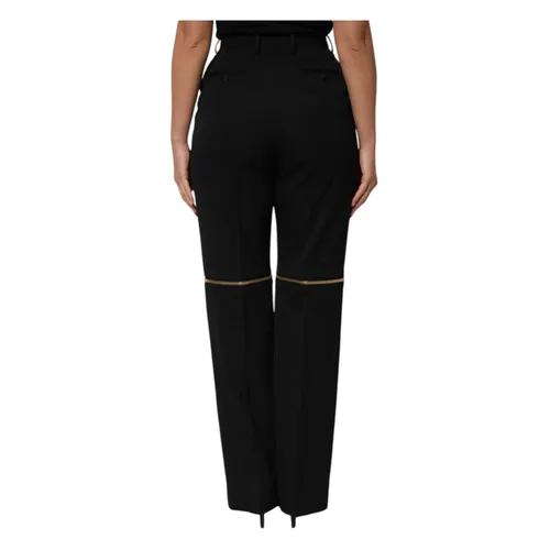 Black Wool Straight Leg Pants - Dolce & Gabbana - Modalova