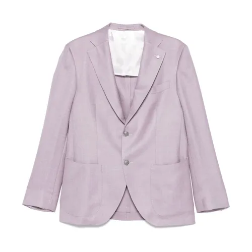 Purple Buttoned Jacket with Pockets - Luigi Bianchi Mantova - Modalova