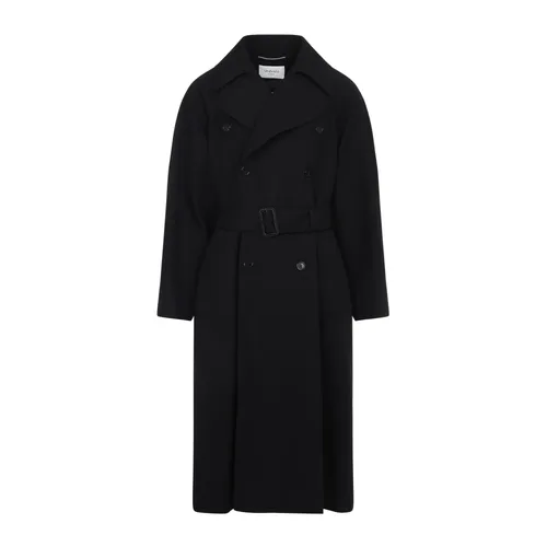 Black Wool Coat Aw25 - Saint Laurent - Modalova