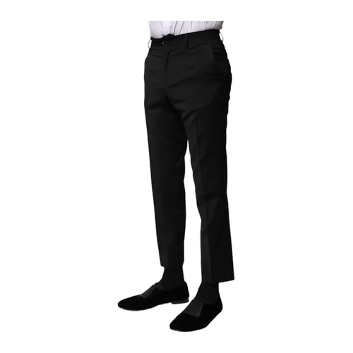 Black Wool Cropped Formal Pants - Dolce & Gabbana - Modalova