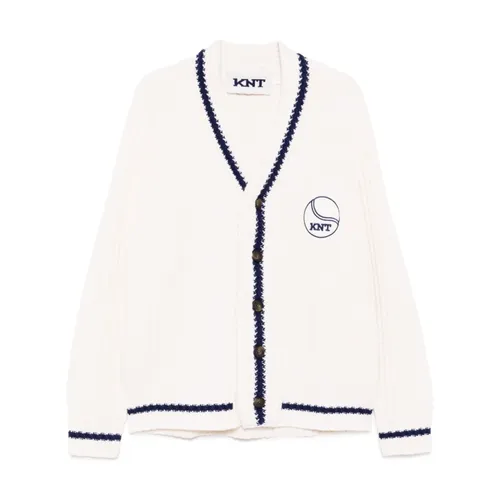 Striped Wool Cardigan with Logo Patch - Kiton - Modalova