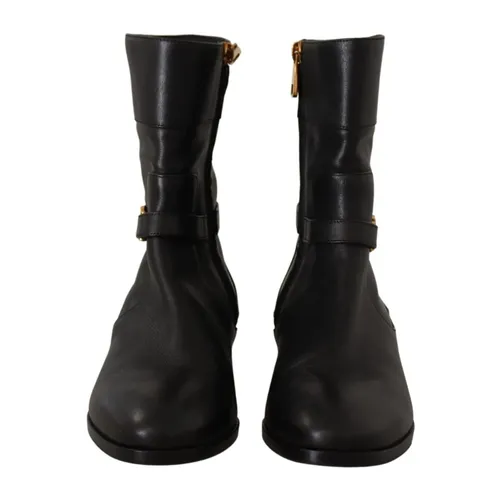 Elegant Leather Biker Boots - Dolce & Gabbana - Modalova
