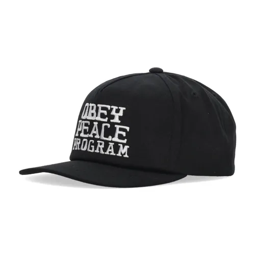 Black Curved Visor Snapback Cap - Obey - Modalova