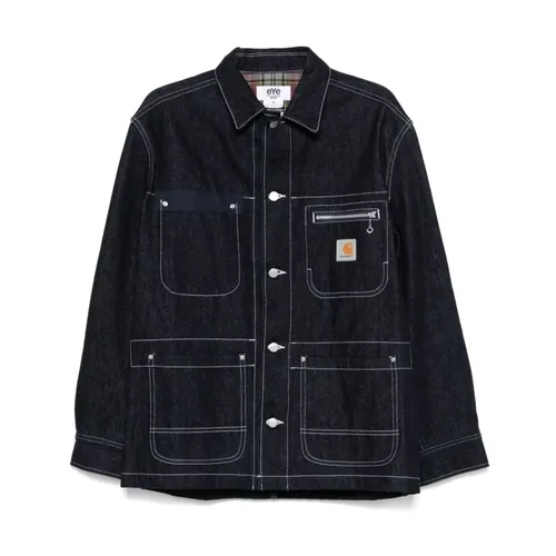 Blue Denim Logo Patch Jacket - Junya Watanabe - Modalova