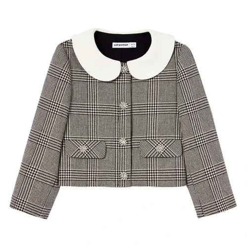 Houndstooth Crystal Trim Jacket - Self Portrait - Modalova