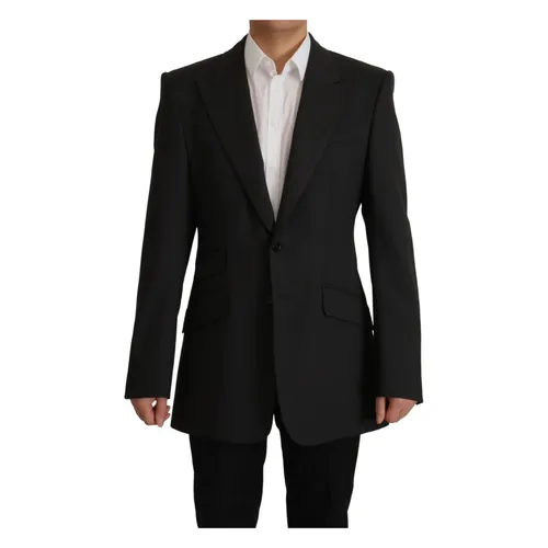 Elegant Slim Black Wool Blazer Jacket - Dolce & Gabbana - Modalova