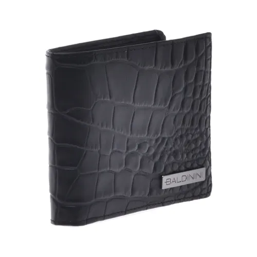 Wallet in black leather with crocodile print - Baldinini - Modalova