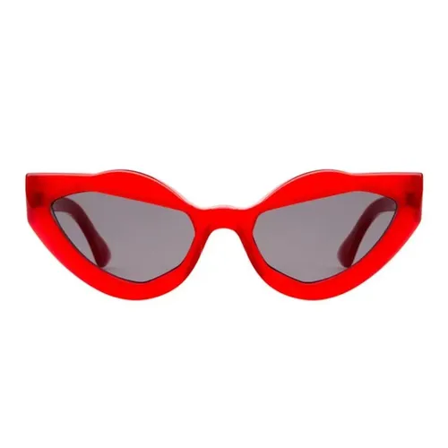 Red Oval Sunglasses with Grey Lens - Kuboraum - Modalova