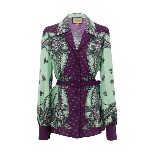Printed Silk Shirt - Gucci - Modalova