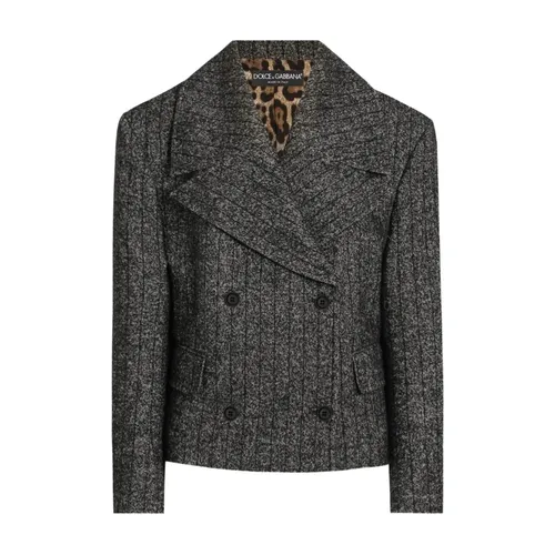 Leopard Print Wool Jacket Aw25 - Dolce & Gabbana - Modalova