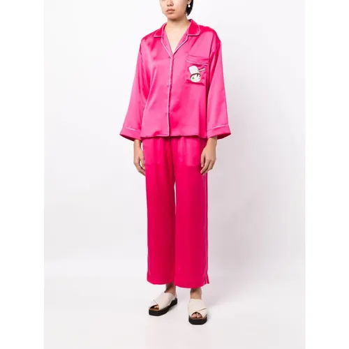 Satin Pyjama Bottoms with Torchon Piping - Mira Mikati - Modalova