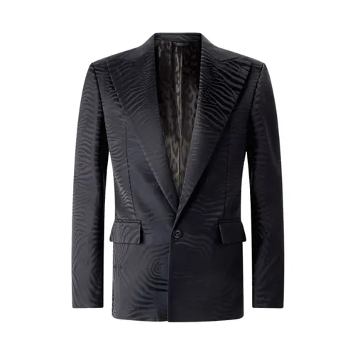Tiger Skin Blazer with Peak Lapels - Roberto Cavalli - Modalova