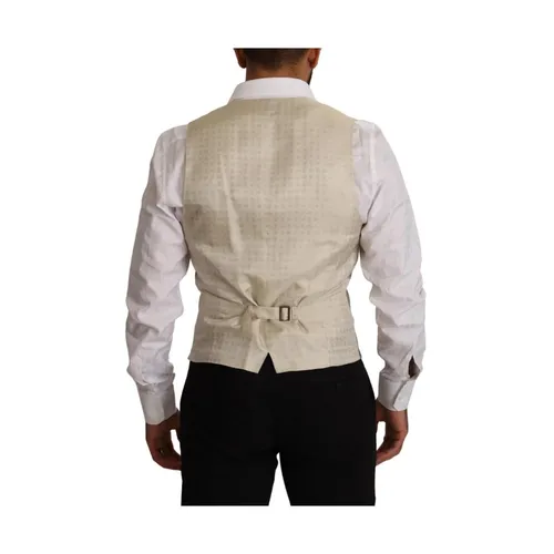 Beige Single Breasted Waistcoat Vest - Dolce & Gabbana - Modalova