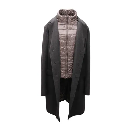 Wool Coat with Removable Inner Double-Breasted - Herno - Modalova