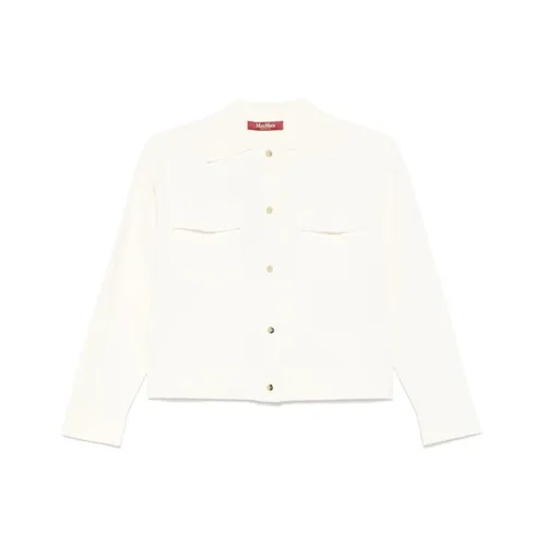 White Button-Up Sweater with Pockets - Max Mara Studio - Modalova